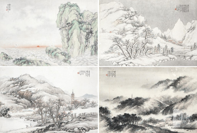    吳石仙 春夏秋冬山水四幅